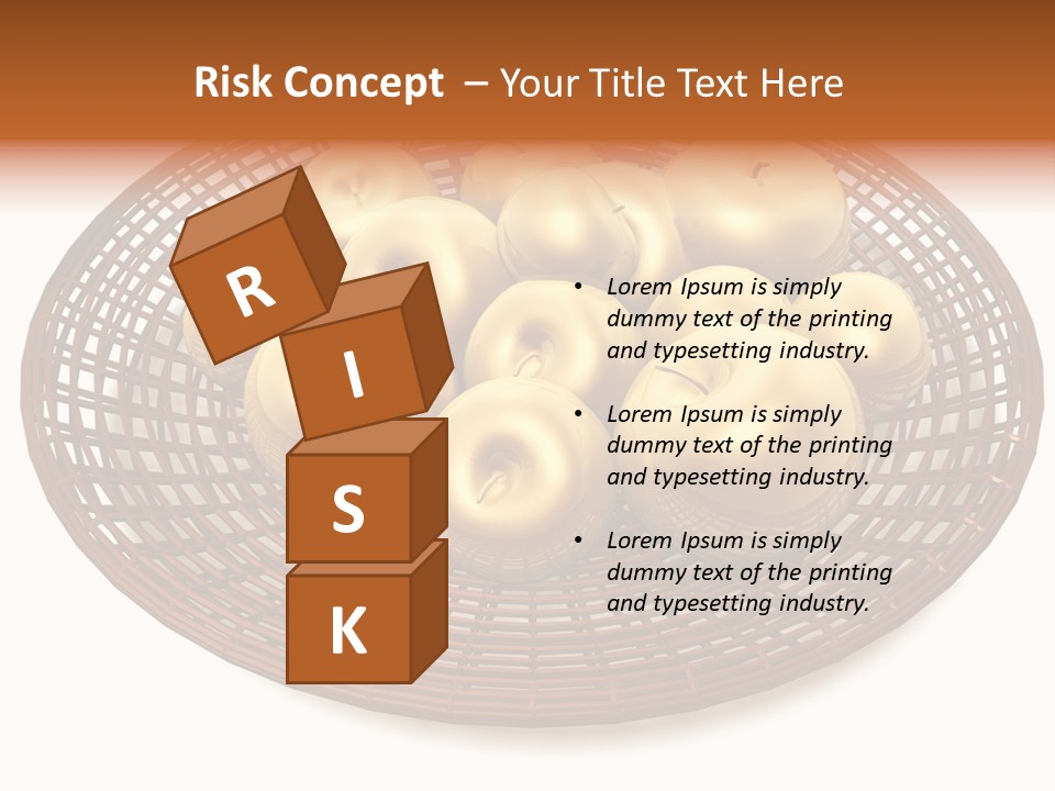 Golden Apples In Blank Basket On White Background PowerPoint Template