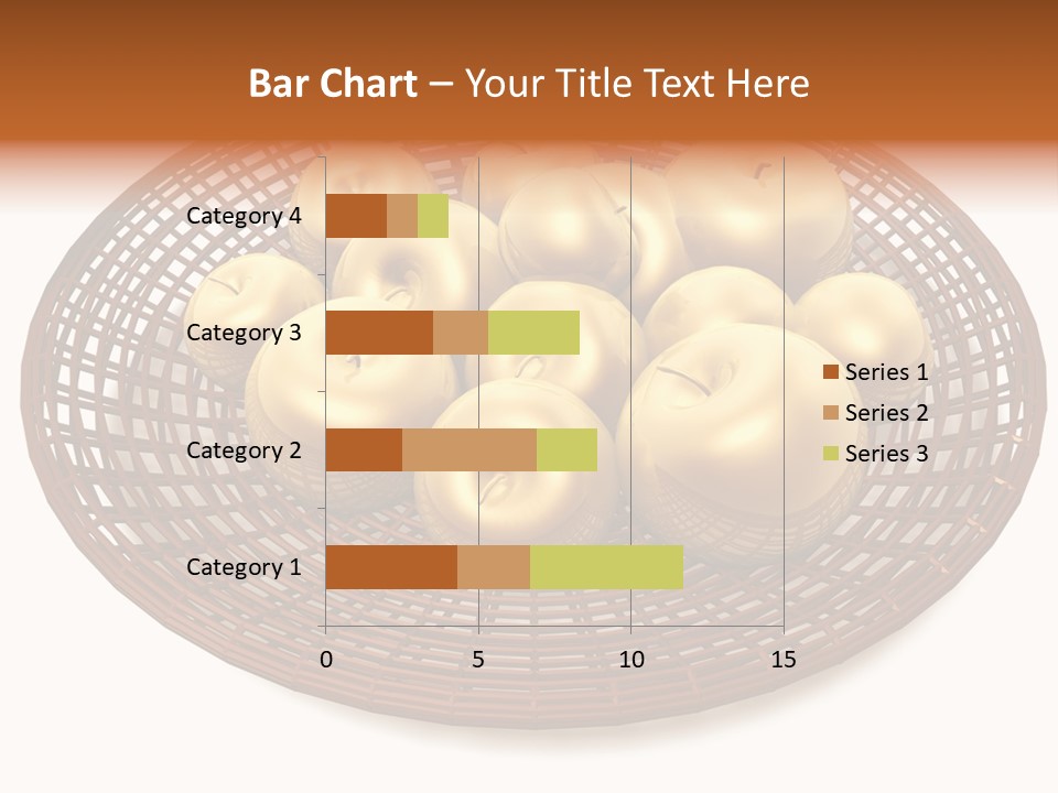 Golden Apples In Blank Basket On White Background PowerPoint Template