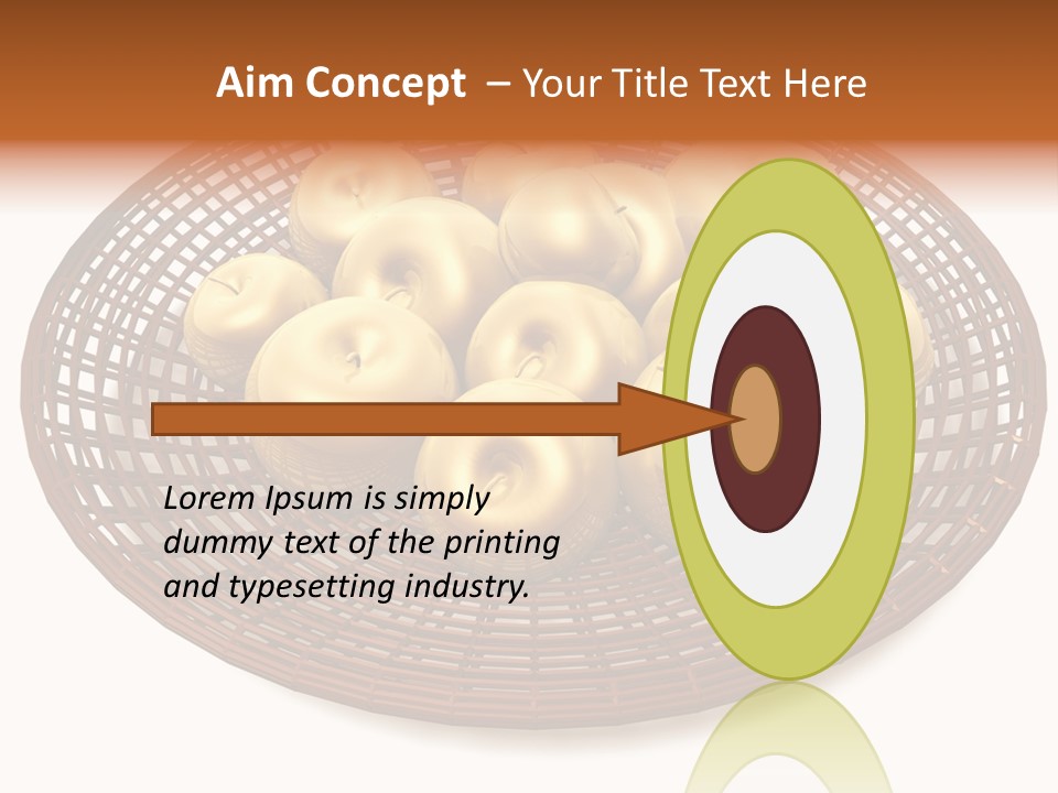 Golden Apples In Blank Basket On White Background PowerPoint Template