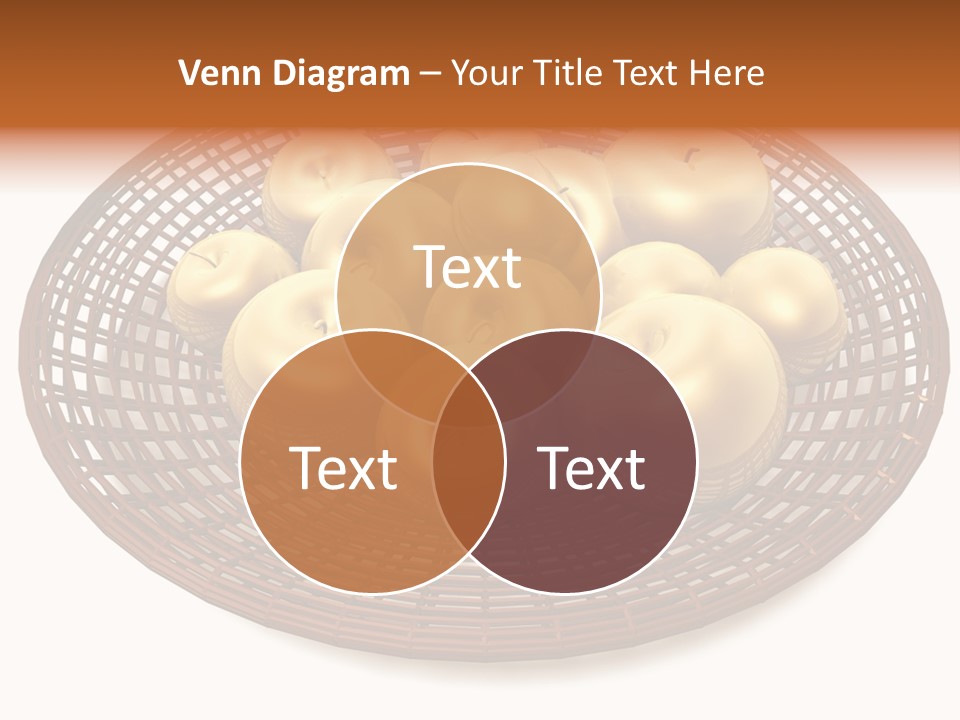 Golden Apples In Blank Basket On White Background PowerPoint Template