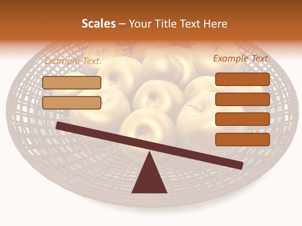 Golden Apples In Blank Basket On White Background PowerPoint Template