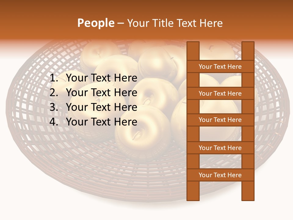 Golden Apples In Blank Basket On White Background PowerPoint Template