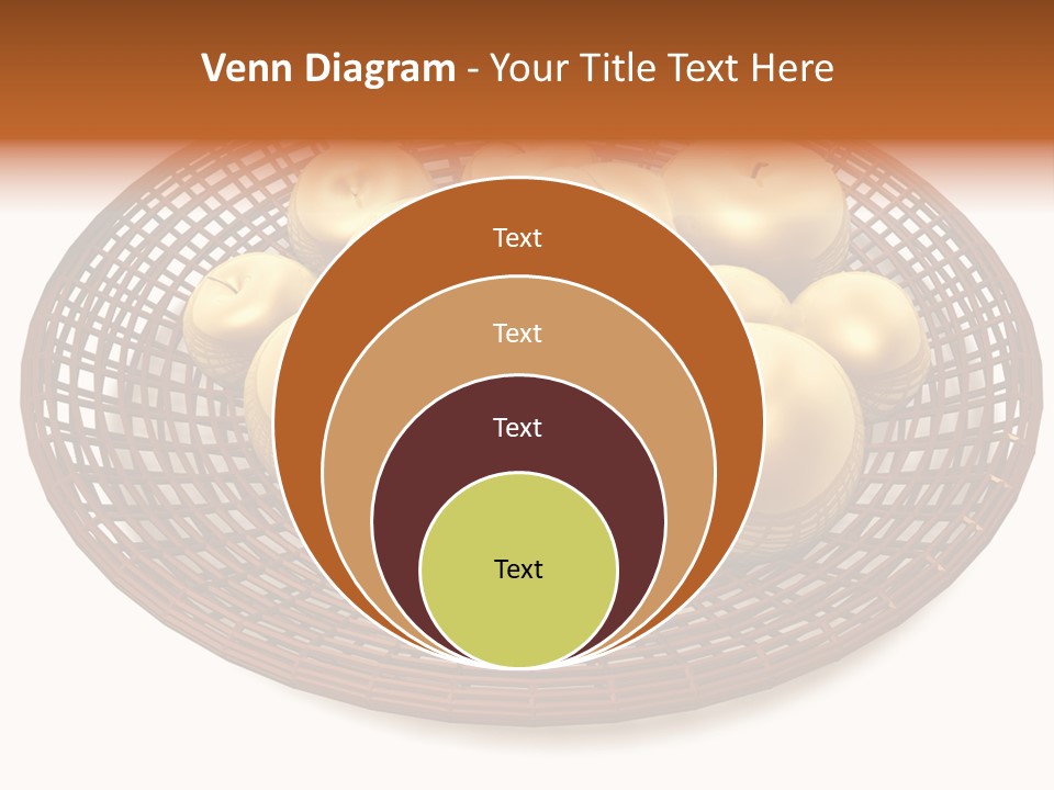 Golden Apples In Blank Basket On White Background PowerPoint Template