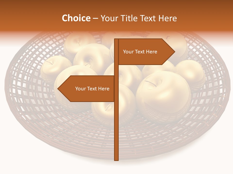 Golden Apples In Blank Basket On White Background PowerPoint Template