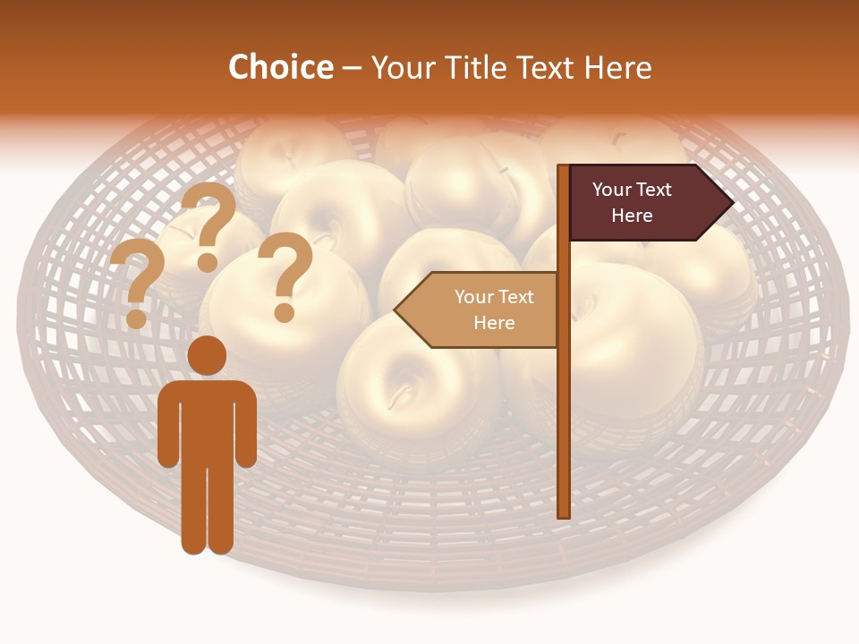 Golden Apples In Blank Basket On White Background PowerPoint Template