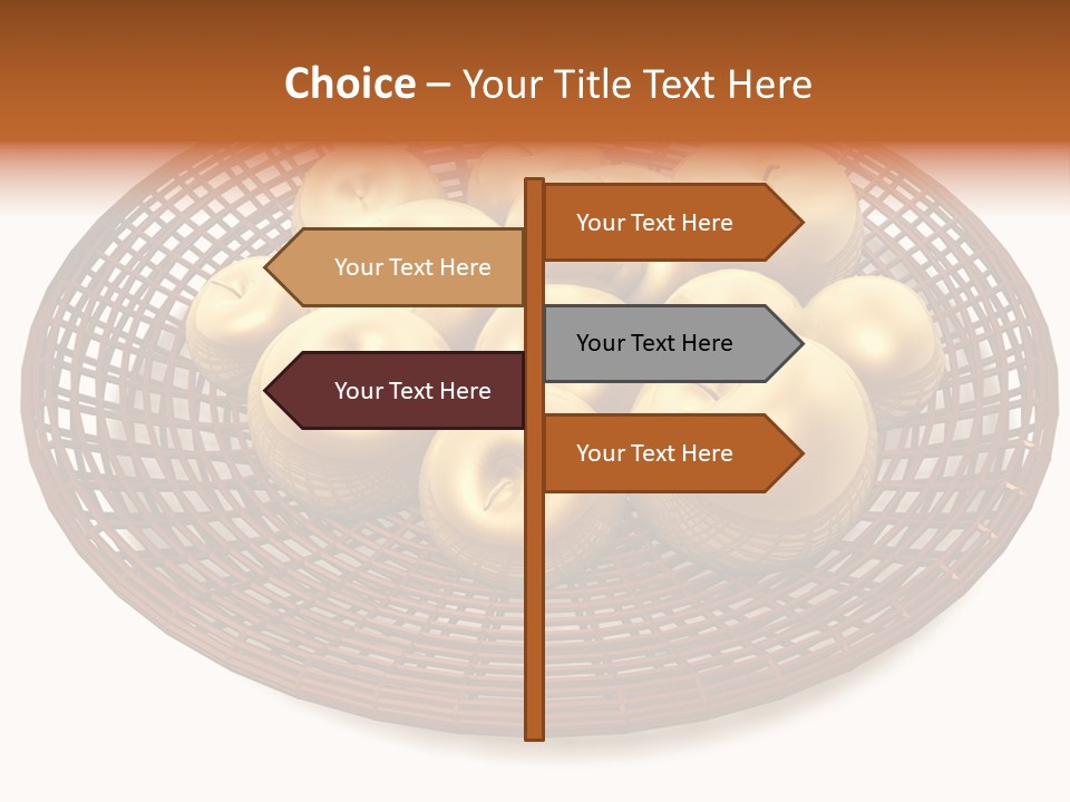 Golden Apples In Blank Basket On White Background PowerPoint Template