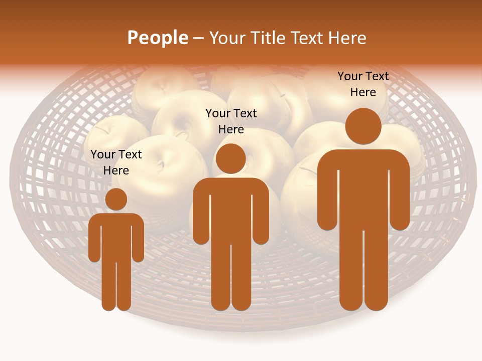 Golden Apples In Blank Basket On White Background PowerPoint Template