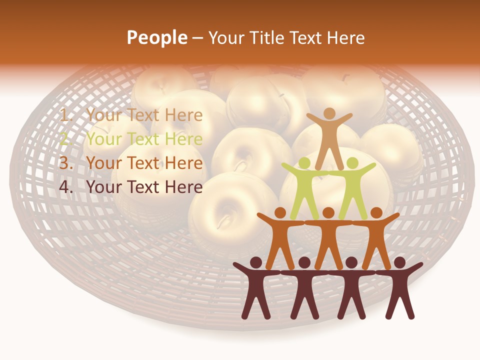 Golden Apples In Blank Basket On White Background PowerPoint Template