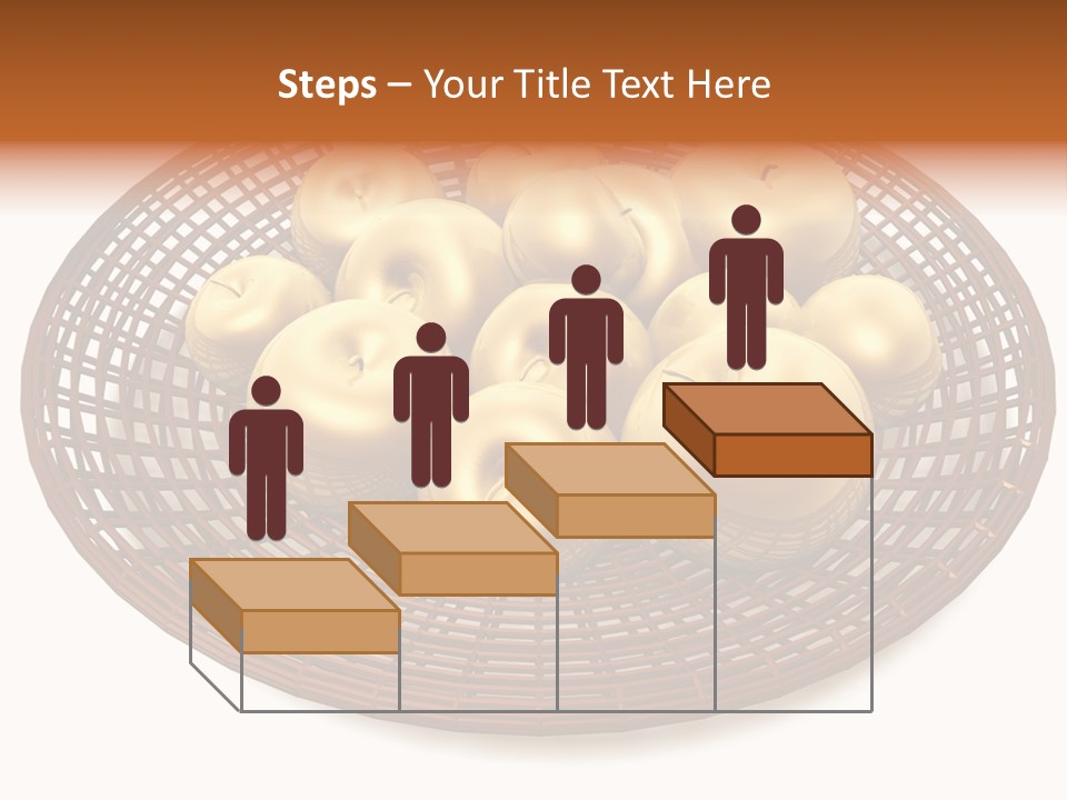 Golden Apples In Blank Basket On White Background PowerPoint Template