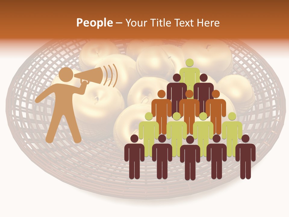 Golden Apples In Blank Basket On White Background PowerPoint Template