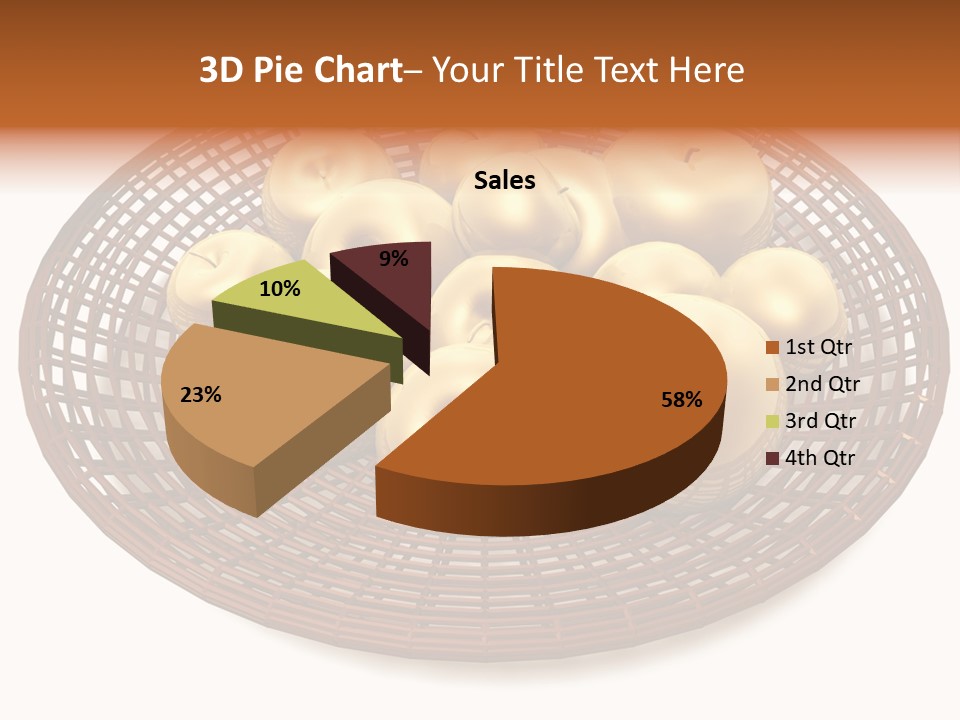 Golden Apples In Blank Basket On White Background PowerPoint Template