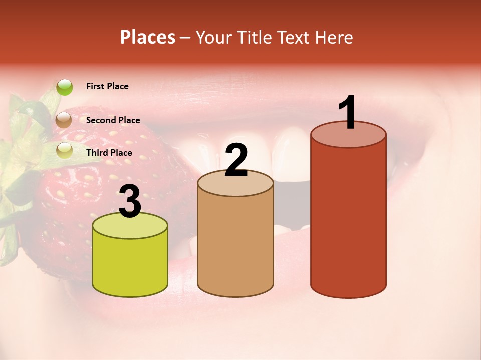 Beautiful Lips Holding A Strawberry PowerPoint Template