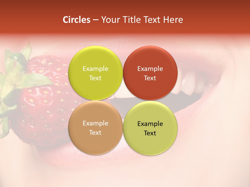 Beautiful Lips Holding A Strawberry PowerPoint Template