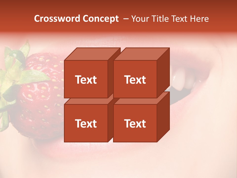 Beautiful Lips Holding A Strawberry PowerPoint Template
