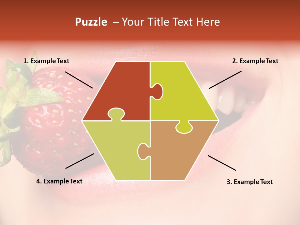 Beautiful Lips Holding A Strawberry PowerPoint Template