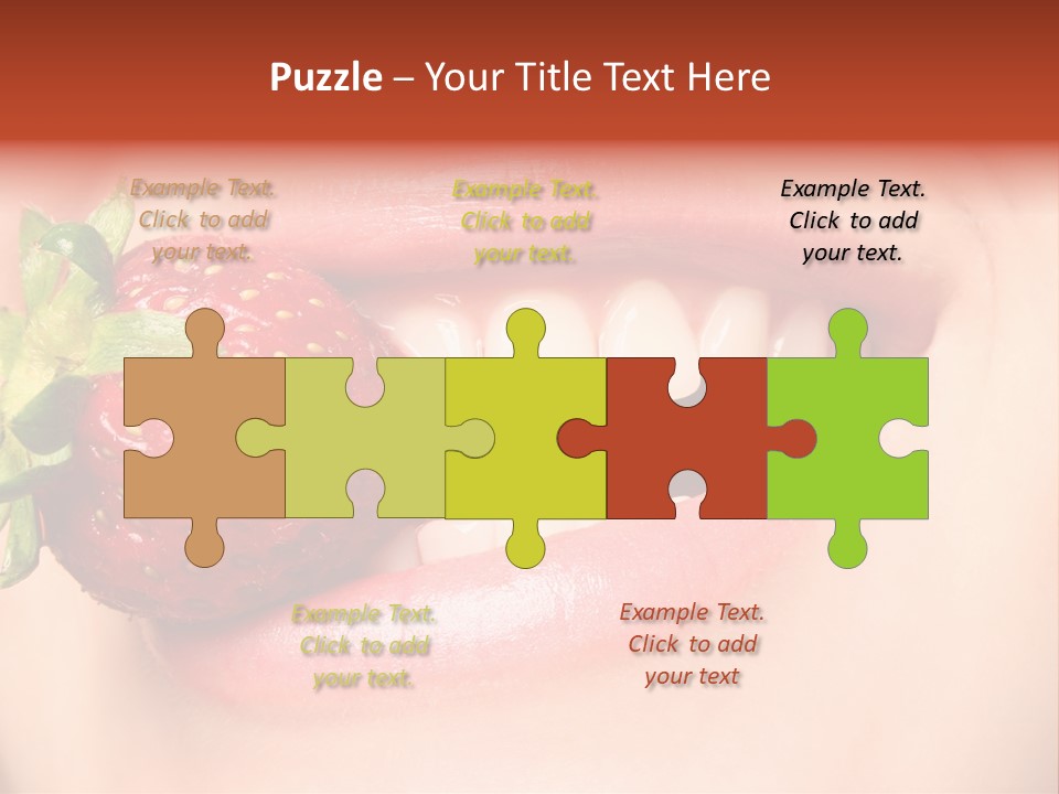 Beautiful Lips Holding A Strawberry PowerPoint Template