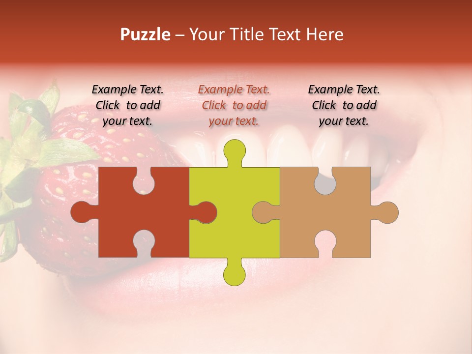 Beautiful Lips Holding A Strawberry PowerPoint Template