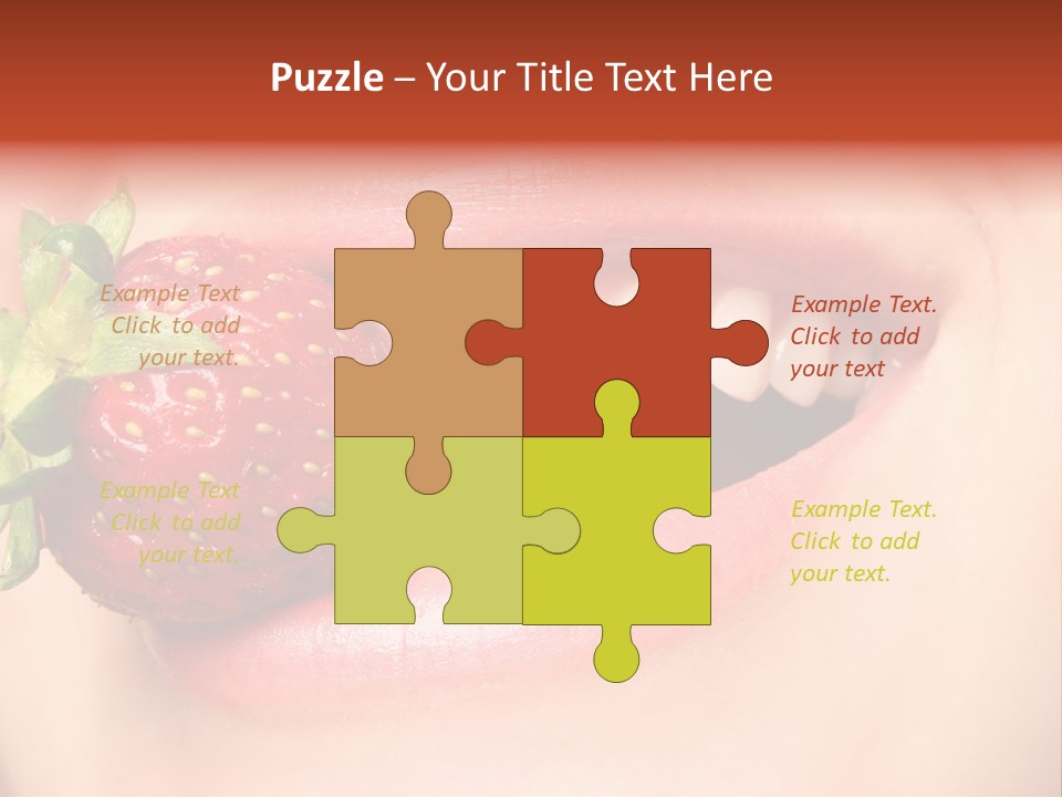 Beautiful Lips Holding A Strawberry PowerPoint Template