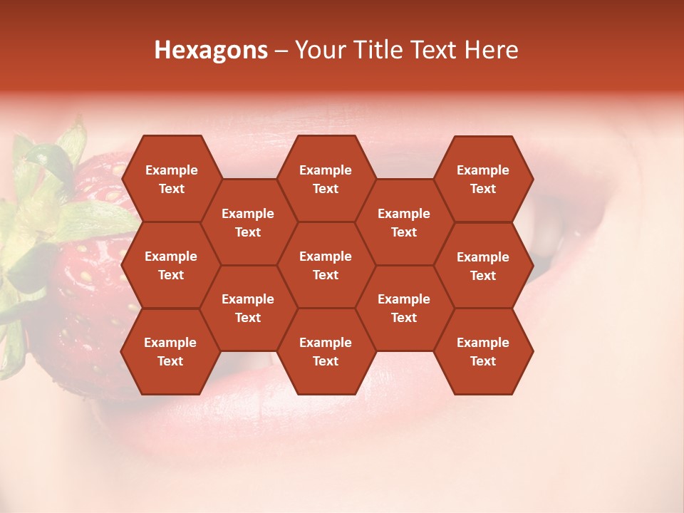 Beautiful Lips Holding A Strawberry PowerPoint Template