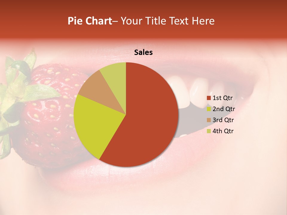 Beautiful Lips Holding A Strawberry PowerPoint Template