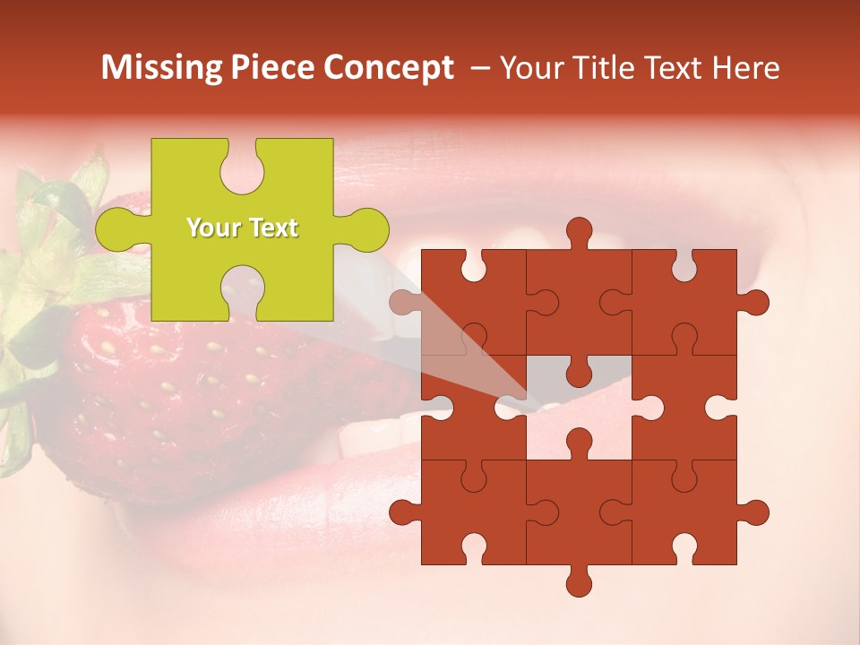 Beautiful Lips Holding A Strawberry PowerPoint Template
