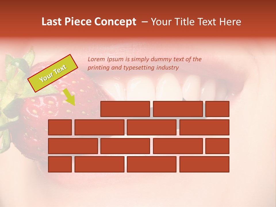 Beautiful Lips Holding A Strawberry PowerPoint Template