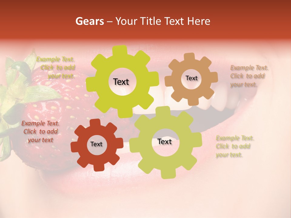 Beautiful Lips Holding A Strawberry PowerPoint Template