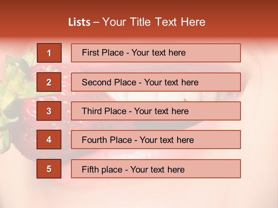 Beautiful Lips Holding A Strawberry PowerPoint Template