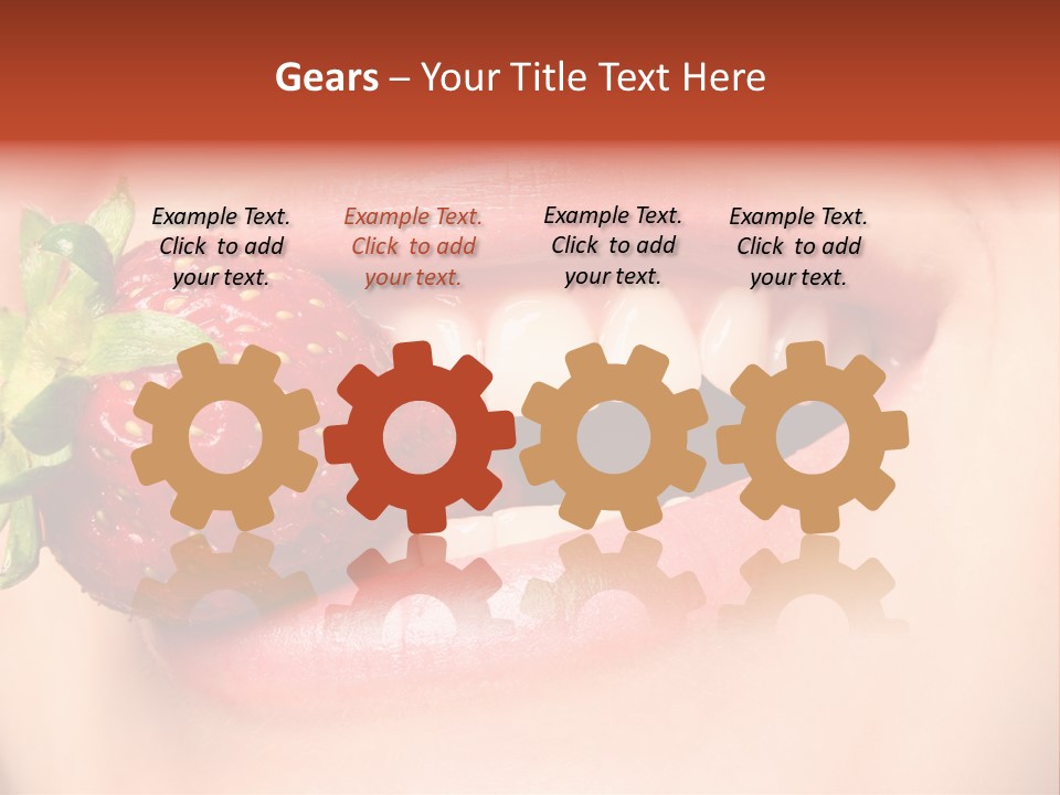 Beautiful Lips Holding A Strawberry PowerPoint Template