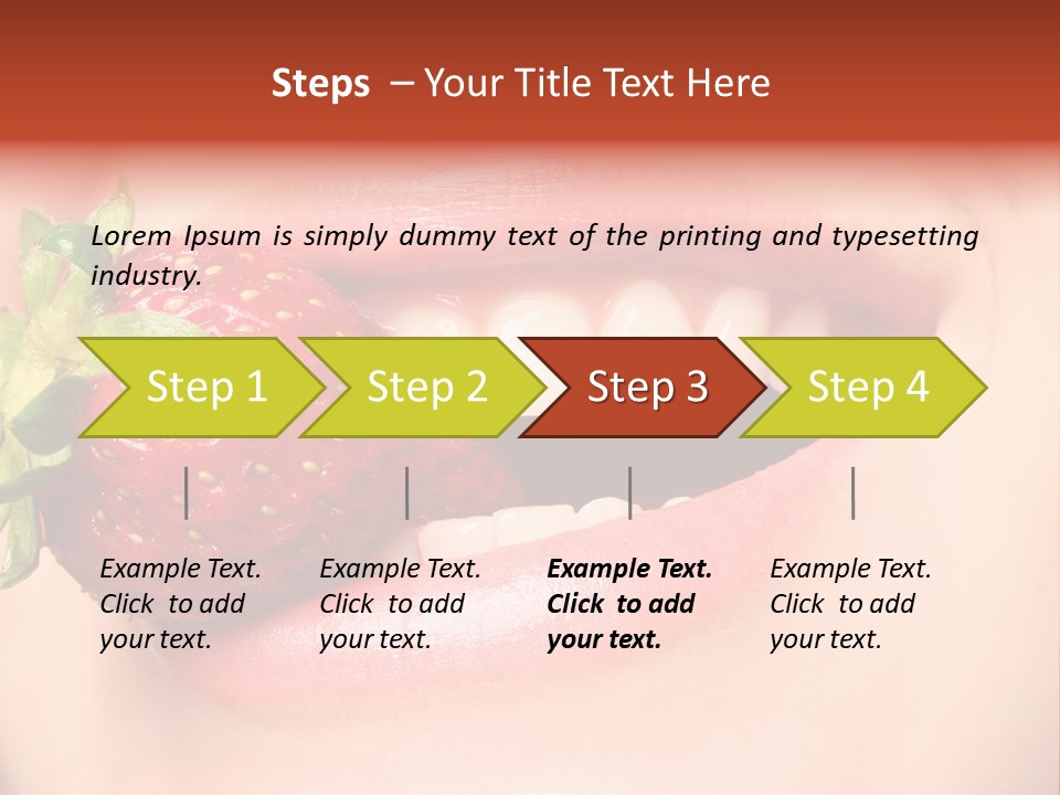 Beautiful Lips Holding A Strawberry PowerPoint Template