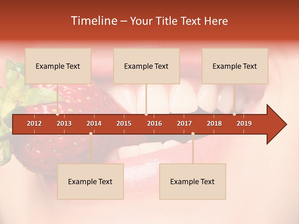 Beautiful Lips Holding A Strawberry PowerPoint Template