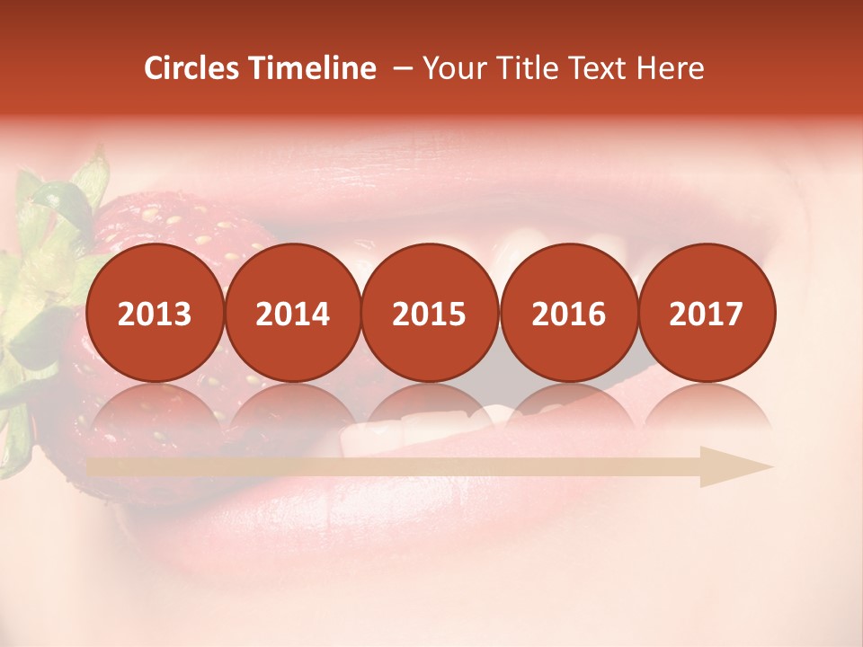 Beautiful Lips Holding A Strawberry PowerPoint Template