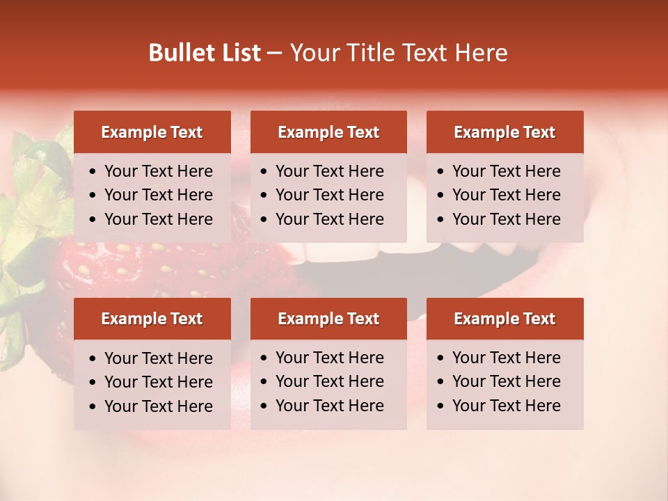 Beautiful Lips Holding A Strawberry PowerPoint Template