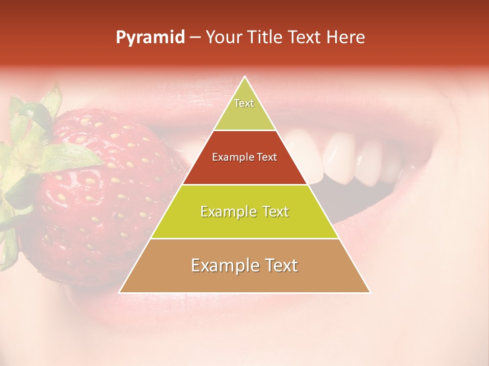 Beautiful Lips Holding A Strawberry PowerPoint Template