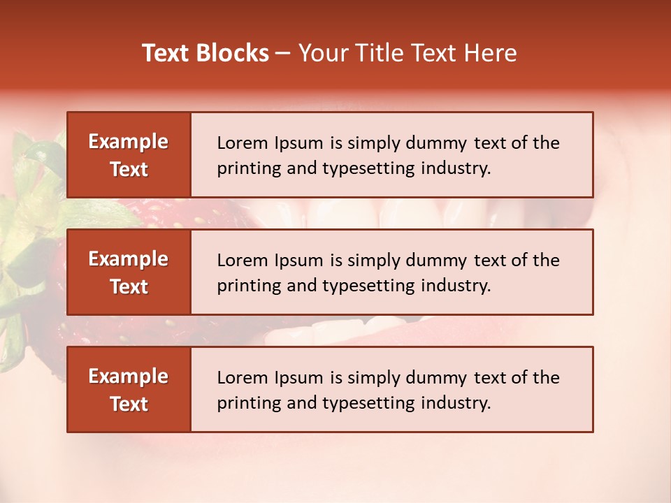 Beautiful Lips Holding A Strawberry PowerPoint Template