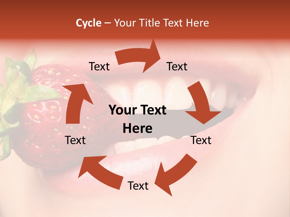 Beautiful Lips Holding A Strawberry PowerPoint Template