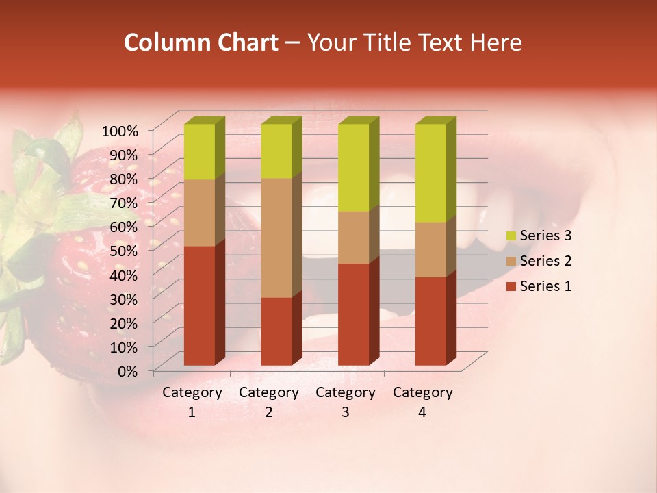 Beautiful Lips Holding A Strawberry PowerPoint Template