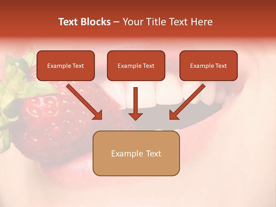 Beautiful Lips Holding A Strawberry PowerPoint Template