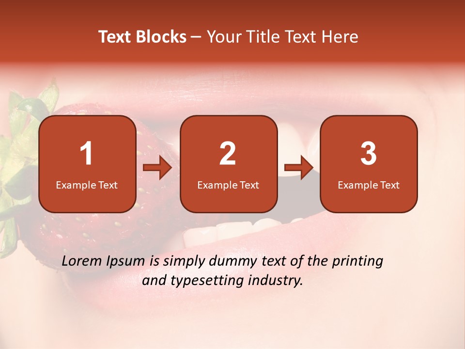 Beautiful Lips Holding A Strawberry PowerPoint Template