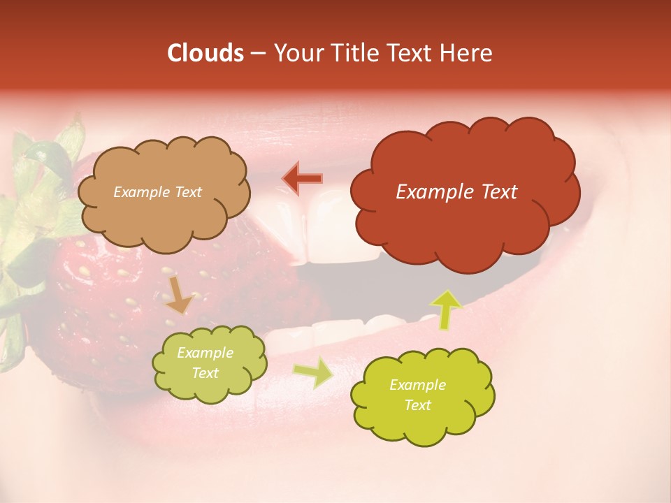 Beautiful Lips Holding A Strawberry PowerPoint Template