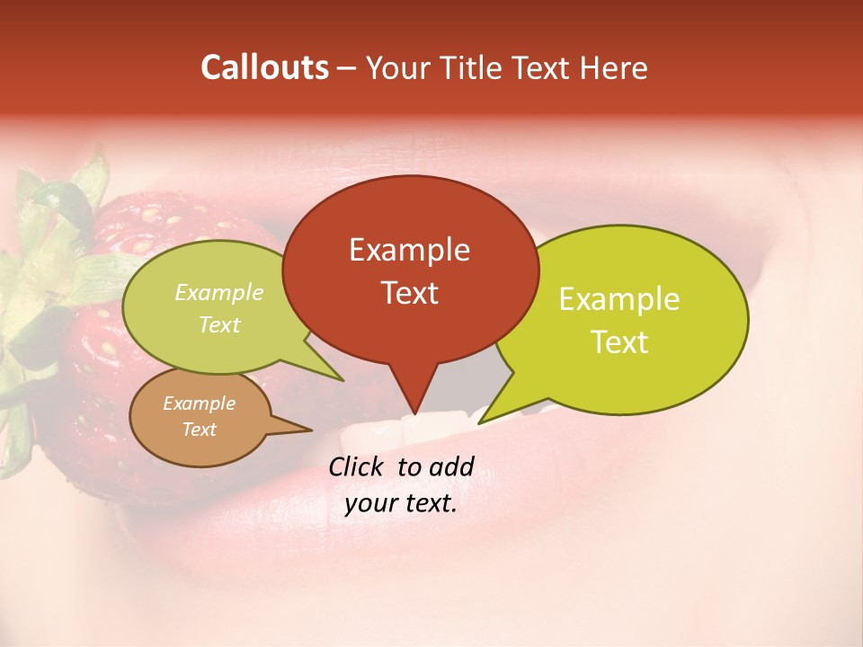Beautiful Lips Holding A Strawberry PowerPoint Template