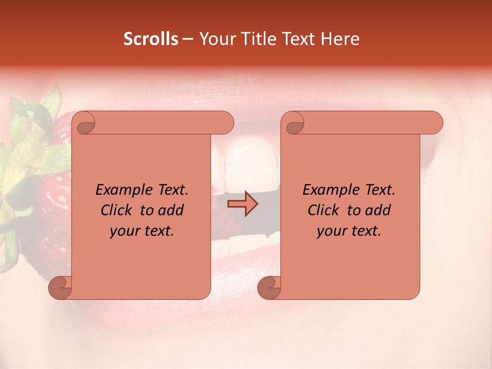 Beautiful Lips Holding A Strawberry PowerPoint Template