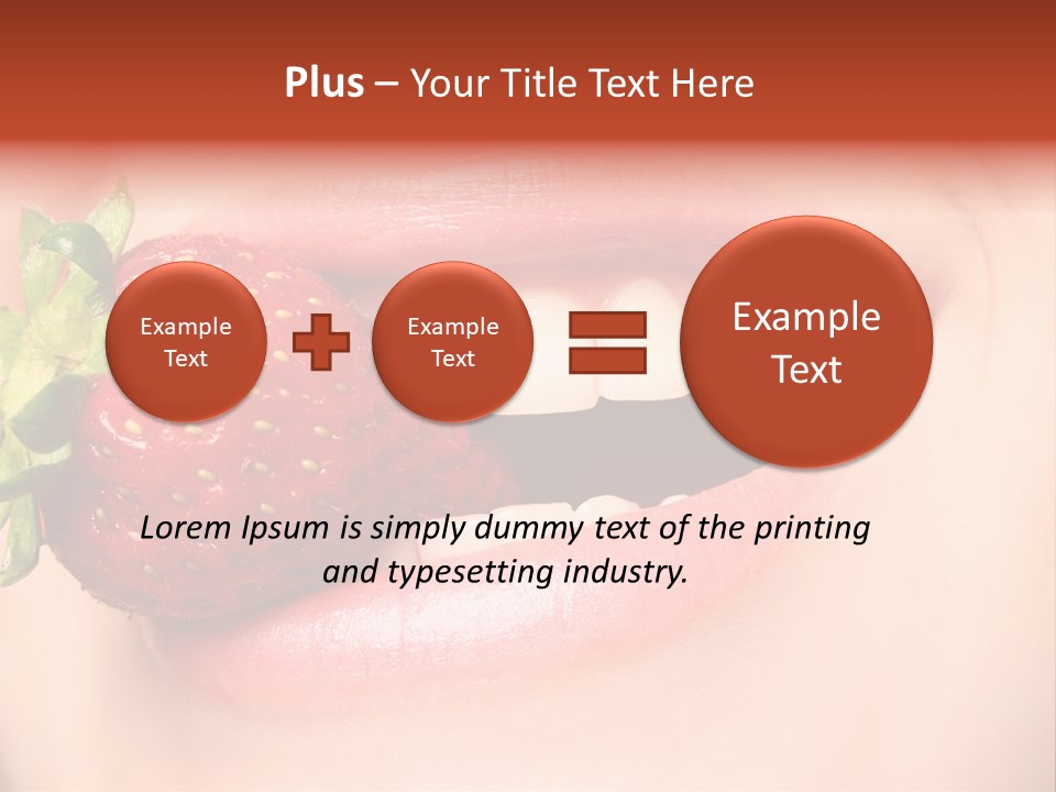 Beautiful Lips Holding A Strawberry PowerPoint Template