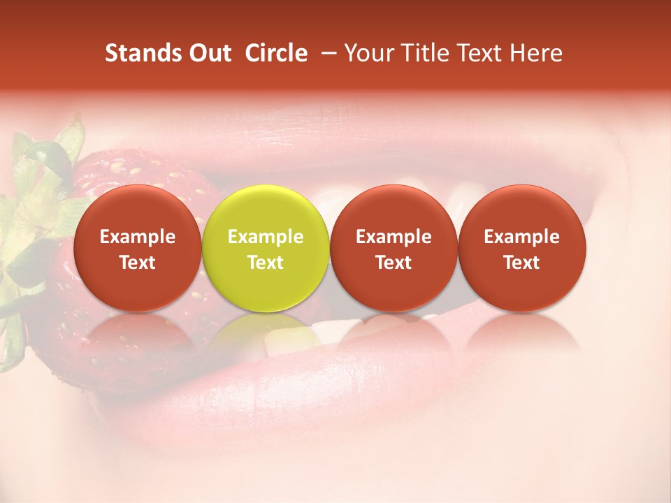 Beautiful Lips Holding A Strawberry PowerPoint Template