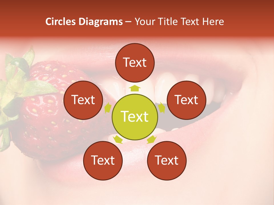 Beautiful Lips Holding A Strawberry PowerPoint Template