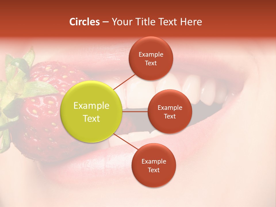 Beautiful Lips Holding A Strawberry PowerPoint Template
