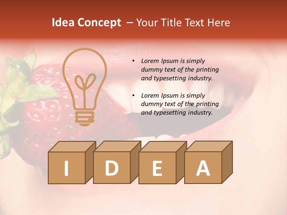 Beautiful Lips Holding A Strawberry PowerPoint Template