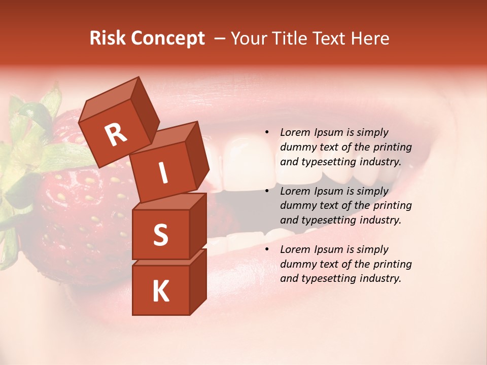 Beautiful Lips Holding A Strawberry PowerPoint Template