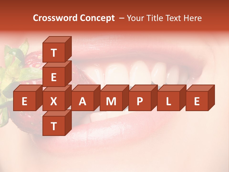 Beautiful Lips Holding A Strawberry PowerPoint Template