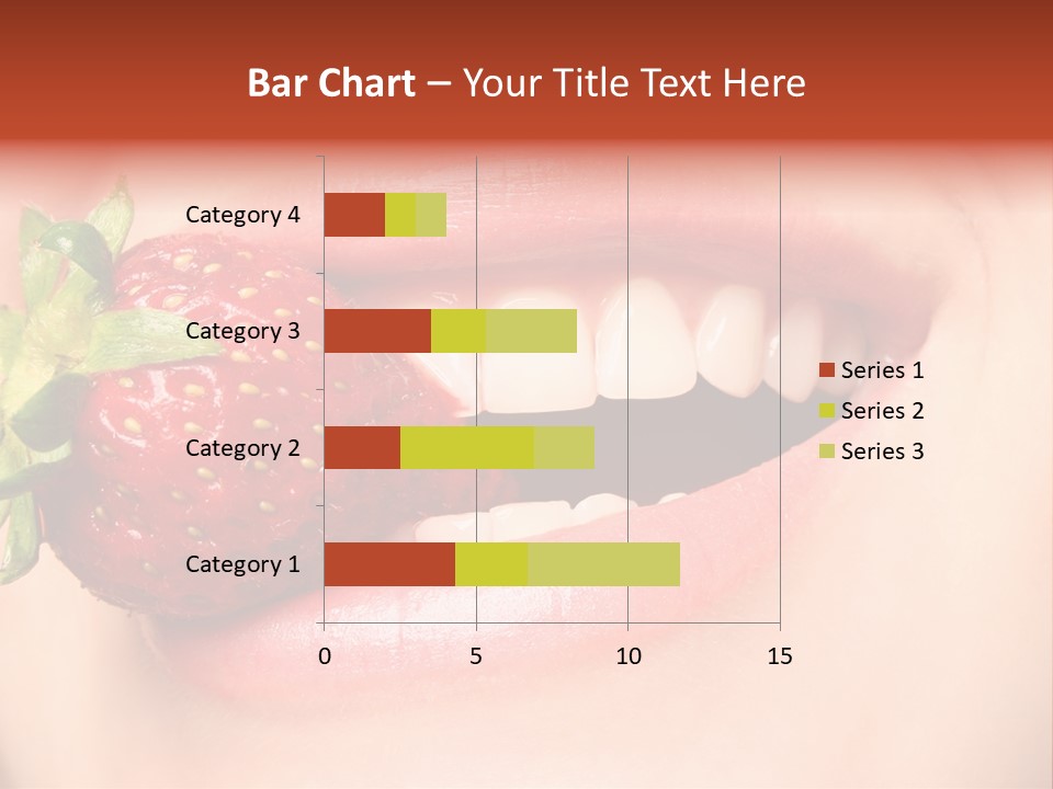 Beautiful Lips Holding A Strawberry PowerPoint Template